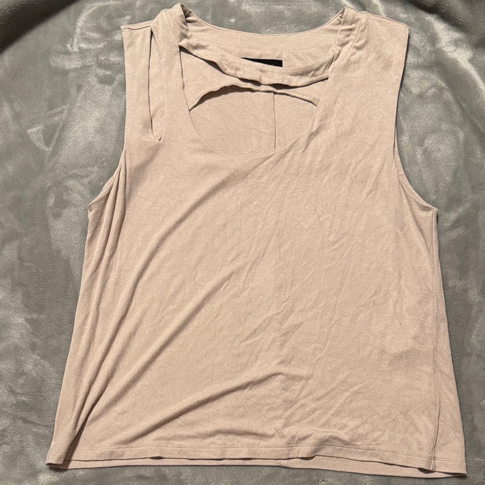 Elegant Beige Women's Cutout Top